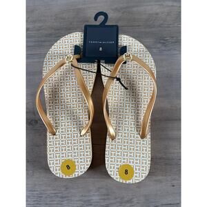 Tommy Hilfiger Brown White Women's Size‎ 8 Flip Flop Sandal- New with Tags